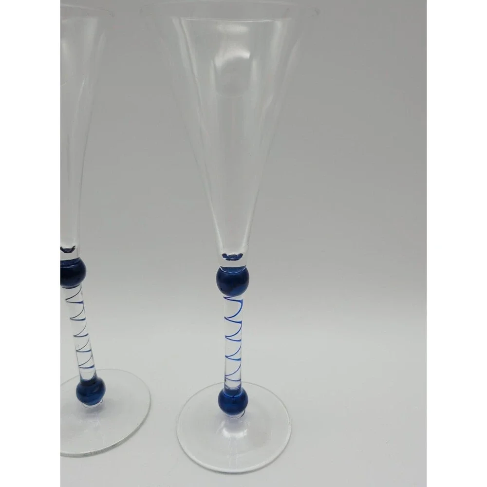 Martini & Rossi Asti Champagne Flute Glasses, Millennium 2000  Swirl Stem